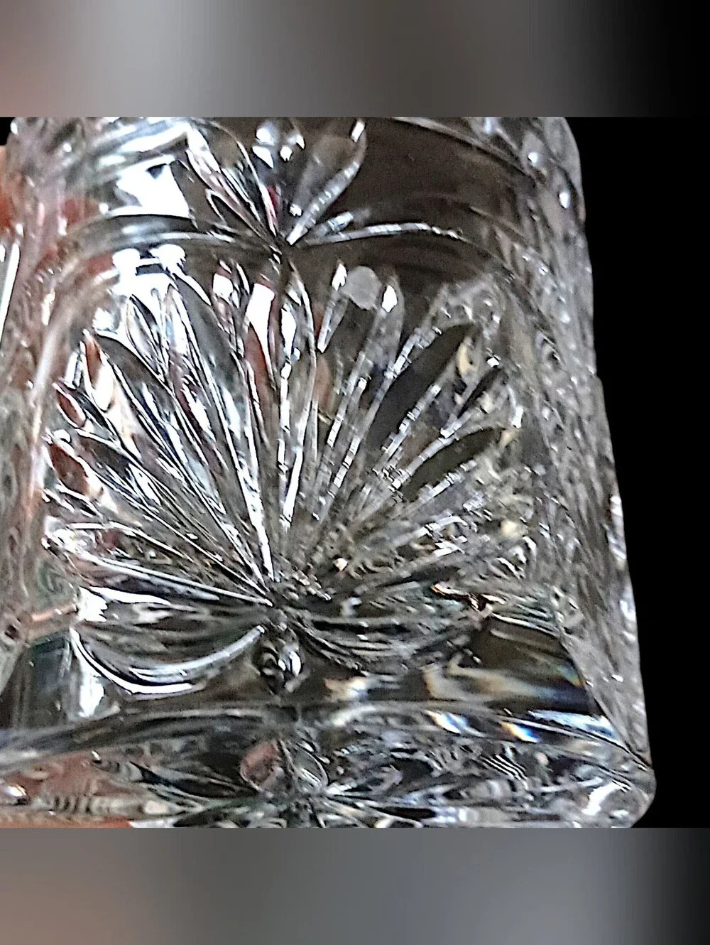 Vintage Crystal Biscuit Jar Candy 6” Lidded Vanity Canister Starburst Glass